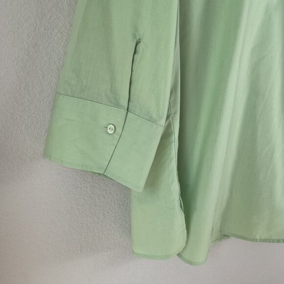 Foxcroft Shirt Womens 18W Green Wrinkle Free Button Up 3/4 Sleeve Shaped Blouse - Picture 10 of 10